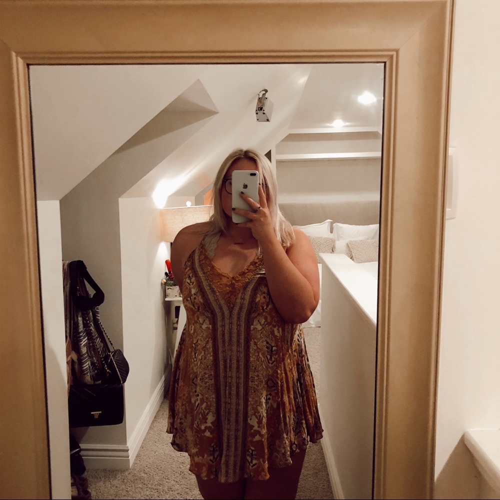 Free People Love Bird Pattern Mini Dress